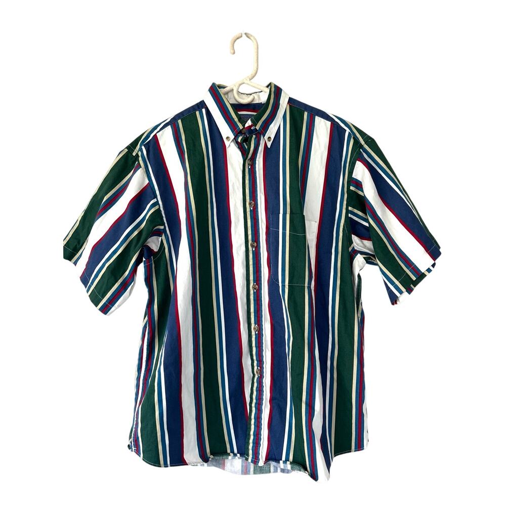 Vintage Pendleton USA Striped Button Up Shirt 90s western Cotton Short Sleeve  L